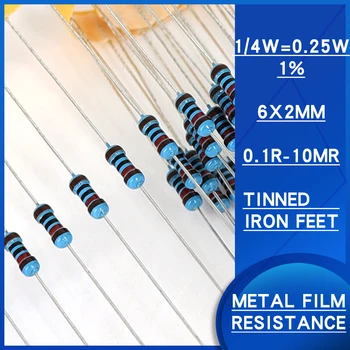 100 бр 1/4 W 1% Метален филмът резистор 0,1 R-10MR Ома съпротивление 0,47 0,5 1R 4,7 5,1 10 12С 100 510R 1KR 2KR 10 ДО 100 Ком 470 ДО 1MR 2mr