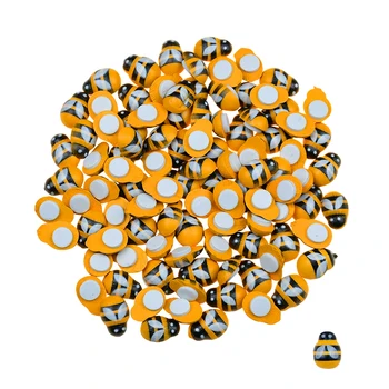 100 бр/пакет, Жълт Цветна Дървена Мини-Пчела, Стикер За Scrapbooking 