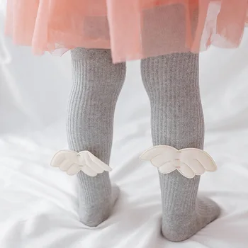 2022 Пролетно-есенен детски гамаши, с крила на Ангел За малки момичета, Цельнокроеные чорапи, памучни обикновена плетени чорапогащи, детски чорапогащи от 0 до 6 години 0