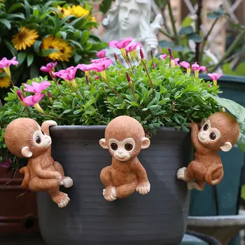 3ШТ Бонсай малки декорации градинарство махалото творчески висящи саксии маймуна моделиране на животни украса