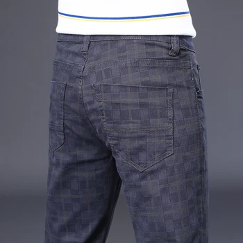 6 Цвята Класически мъжки Каре Ежедневни Панталони 2021 Пролет Нова Мода Бизнес 98% Памук Участък прави Панталони Мъжки Марка 4