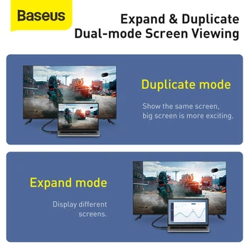 Baseus 4K 60Hz HDMI-Съвместим HD кабел за USB ХЪБ PS4 HD TV Box HDMI 2.0 3D Позлатен конектор за свързване на HDMI-Съвместим кабел 2.0 2