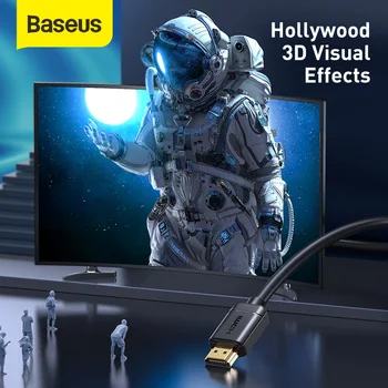 Baseus 4K 60Hz HDMI-Съвместим HD кабел за USB ХЪБ PS4 HD TV Box HDMI 2.0 3D Позлатен конектор за свързване на HDMI-Съвместим кабел 2.0 5
