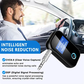 Bluetooth 5,0 Приемник С LCD екран 3.5 мм AUX Аудио Адаптер за Кола Домашен Стереодинамик С Шумопотискане Хендсфри 5