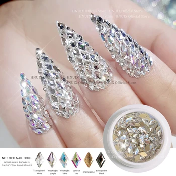 HNUIX-3D AB с кристали и пайети, 100 бр., 1 кутия, плосък облегалка, блестящи камъни, диамант, Украса за дизайн на нокти, маникюр, направи си сам, скъпоценни камъни, аксесоари с кристали