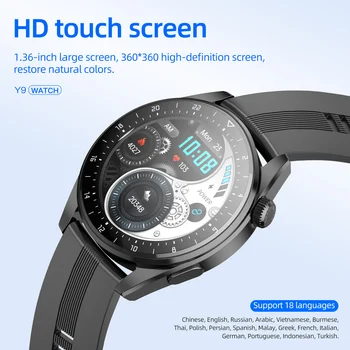 Hoco Y9 Смарт Часовници Bluetooth Предизвикателство 1,32 Инча 360*360 Разрешение 3.5 D Сензорен Екран IP68 Водоустойчив Монитор на Сърдечната Честота Спортни Часовници 2