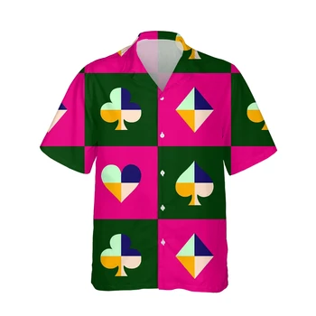Jumeast 3D Цвят Мъжка Риза За Покер С Графичен Принтом, Летни Хавайски Ризи С Къс Ръкав За Мъже, Модерен Жилетка, Ежедневни Градинска Облекло 0