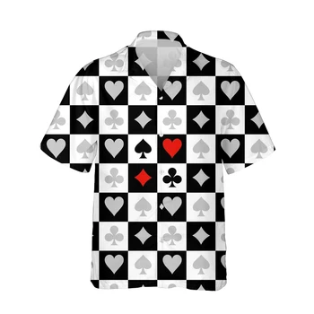 Jumeast 3D Цвят Мъжка Риза За Покер С Графичен Принтом, Летни Хавайски Ризи С Къс Ръкав За Мъже, Модерен Жилетка, Ежедневни Градинска Облекло 4