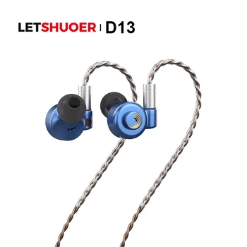 LETSHUOER D13 персонализирате 13 мм динамичен водача IEM се движат слушалки с намотка в ушния монитор Диаминд-близък от въглеродни влакна DLC мембрана слушалка