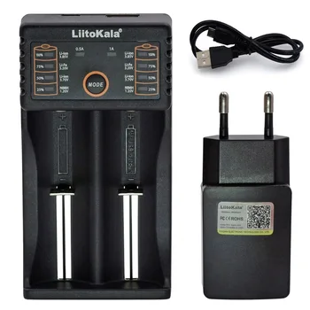 Liitokala Lii-202 18650 и Зарядно устройство 1.2 3,7 3,2 В 3,85 В AA 26650 10440 14500 16340 NiMH акумулаторна литиево-йонна батерия с Интелигентно зарядно устройство 5 В 2A Мъжки
