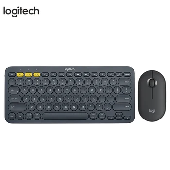 Logitech K380 Клавиатура Безжична Bluetooth и набор от Мишката, Клавиатурата е без звук на Клавиатурата и набор от мишката K380 черен + Pebble black