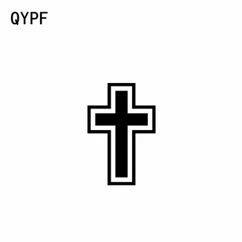 QYPF 8,6 см * 12,7 СМ Кръста на Исус Vinyl Стикер За Автомобил, Мотоциклет Етикети Черен Сребрист C17-000200