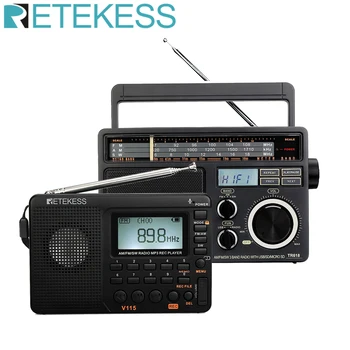Retekess V115 Цифрово радио-AM FM SW с поддръжка на запис върху картата с памет и преносимо радио TR618 AM FM SW с захранван от батерия ac или 3XD