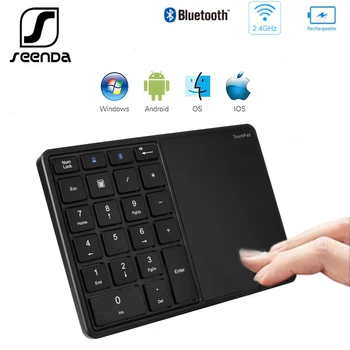 SeenDa 2,4 G Bluetooth Клавиатура Цифровата Клавиатура 22 Клавишите на Цифровата Клавиатура с Тачпадом за Windows и IOS и Mac OS Android PC Таблет