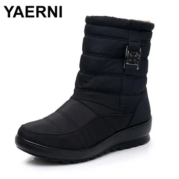 YAERNI/Дамски зимни обувки; маркови водоустойчиви нескользящие леки, удобни и топли памучни обувки за мама; големи размери; памучен обувь1873