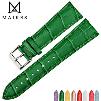 Аксесоари за часовници MAIKES 16 мм, 18 мм, 20 мм, 22 мм и каишка за часовник от естествена кожа, модерен зелена каишка за часовник Gucci дамски гривни за часовници