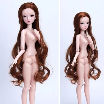 Главата на Куклата 60 см Bjd Подвижна Перука 3D Очите Подвижна Косата Е 1/3 От Модерни дрехи За Момичета с Телесен Цвят със Средна Дължина на Перука е Кукла Играчка за Подарък
