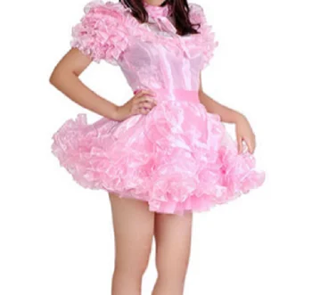 Гореща разпродажба, запирающееся розово сладко пушистое рокля сиси, готик облекло мома, бляскав костюм за Хелоуин, секси