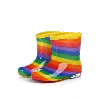 Детски Непромокаеми Обувки За Момчета И Момичета, Желейная Обувки, с Преливащи се цветове от Цветни Водоустойчиви Обувки За Деца, Пролет-Есен, Мода Непромокаеми Гумени Ботуши SH19067