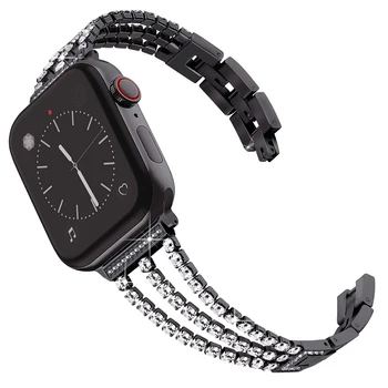 Диамантена Каишка за Apple Watch Ultra 876543SE Женски Гривна WristbandCorrea за iWatch серия от 49 мм 45 мм 41 мм 44 мм 40 мм 42 мм 38 мм