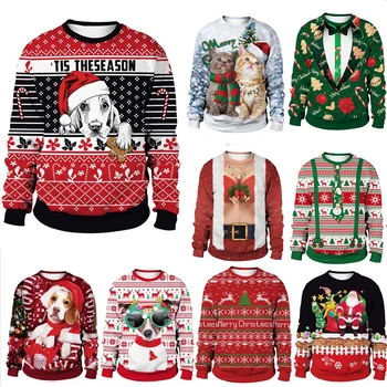 За Мъжете WomenDog Грозен Коледен Пуловер С 3D Забавно Принтом, Коледни Пуловери, Жилетки, Блузи, Пуловер, Празнична Парти, Коледно Hoody 0