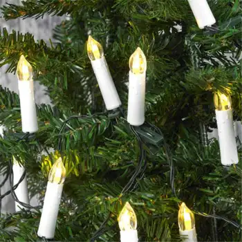 За Свещ Коледна Елха 20 бр Топло Бяло Led Скоба Закрит Страхотна Струнен Лампа 0