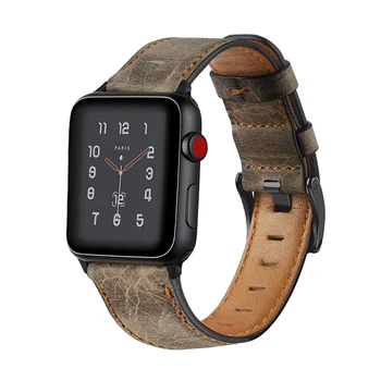 каишка за apple watch 6 band 42 мм 38 мм 44 мм 40 мм iwatch series 6 /SE/5/4/3/2/1 Аксесоари за гривни correa от Естествена Кожа в Ретро Стил