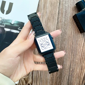 Каишка от въглеродни влакна за Apple Watch Серия 7 41 мм, 45 мм, 38 мм 42 мм смарт часовници наручный Каишка Гривна iWatch 6 SE 5 4 3 44 мм 40 мм каишка