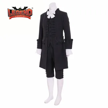 Колониалната униформи 17-18 век колониален облекло Cosplay Мъжки черен Рококо Средновековен 18 век cosplay костюм 1