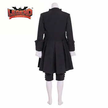 Колониалната униформи 17-18 век колониален облекло Cosplay Мъжки черен Рококо Средновековен 18 век cosplay костюм 2