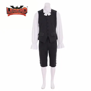 Колониалната униформи 17-18 век колониален облекло Cosplay Мъжки черен Рококо Средновековен 18 век cosplay костюм 4