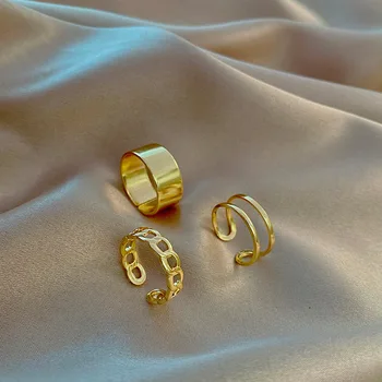 Минимализъм Златен Цвят, Кръгли Геометрични Пръстени на Палеца Комплект за Жени 2021 Класически Кръг Отворен Пръстен Съвместно Пръстен Дамски Бижута
