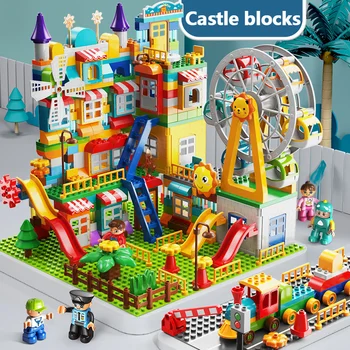 мрамор бягане големи блокове съвместими градивните елементи на фуния Слайд блокове DIY големи тухли играчки за legoINGlys детски подарък