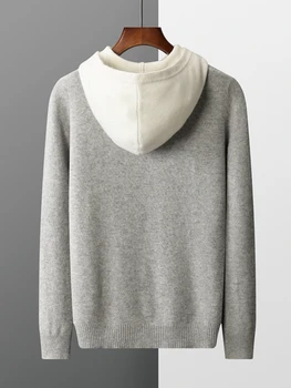 Мъжки пуловер, вязаный пуловер от 100% чиста вълна, есенно-зимния сгъсти вълнен пуловер, всекидневни плетени свободни мъжки блузи 1