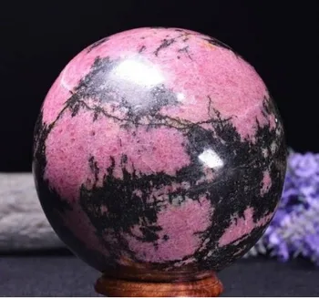 Натурална Голяма Кристален Сфера от Розово и черно родонита / Розово родонитовый камък