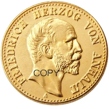 НЕМСКИ САНКТ-Анхалт-Десау Фридрих I (1896 1901) 10 марки Позлатен копирни монета 3
