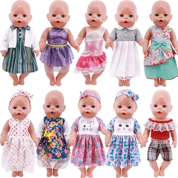 Нов стил, Прекрасно цветно памучно рокля, подходяща за 16-18 см, американското рокля за момичета и 43 СМ, Възстановената новородено бебе кукла, играчка на нашето поколение