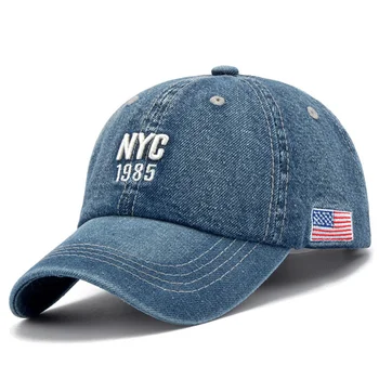 Нова Марка на Ню Йорк Деним бейзболна шапка За Мъже За Жени Бродерия Писмо Дънки За Жени възстановяване на предишното положение Шапка Casquette Летни Спортни САЩ Хип-Хоп Шапки Gorras