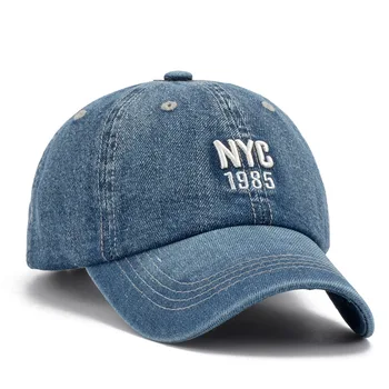 Нова Марка на Ню Йорк Деним бейзболна шапка За Мъже За Жени Бродерия Писмо Дънки За Жени възстановяване на предишното положение Шапка Casquette Летни Спортни САЩ Хип-Хоп Шапки Gorras 2