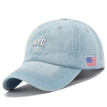 Нова Марка на Ню Йорк Деним бейзболна шапка За Мъже За Жени Бродерия Писмо Дънки За Жени възстановяване на предишното положение Шапка Casquette Летни Спортни САЩ Хип-Хоп Шапки Gorras 5