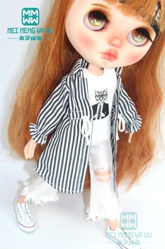 Облекло за кукли Blyth Риза на райета, жилетки, спортни панталони за кукли Blyth Azone OB24 OB23 1/6 аксесоари за кукли