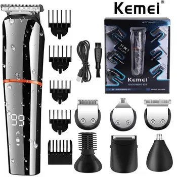 Оригинален Kemei Цифров Дисплей Всичко В Едно Подстригване За Коса За Мъже Тример За Вежди И Брадата Електрическа Машина За Подстригване Комплект За Подстригване