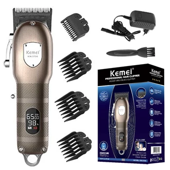 Оригиналната Безжична Метална Машина за Подстригване на коса Kemei KM-3706, Професионална Машина За Подстригване, Мъжки Фризьорски услуги Машина За Подстригване на коса, Електрическа машина За Рязане на Коса 0