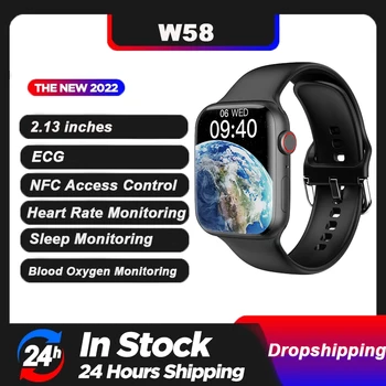 Оригинални Смарт часовници W58 За мъже Серия 8 2,13 инча 428*518 Разделителна способност на екрана NFC Smartwatch Bluetooth Безжична Зареждане PK Ultra
