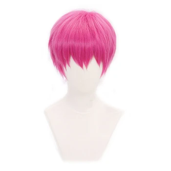 Перука Сайки Кусуо Аниме Катастрофалната живот Psy Сайки К. cosplay Къси Розови перуки, направени от синтетични косми