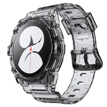 Прозрачен Каишка + Калъф За Samsung Galaxy Watch 5 4 40 мм 44 мм Мек Силиконов Каучук Спортен Прозрачна Гривна Аксесоари Въжета За Часа