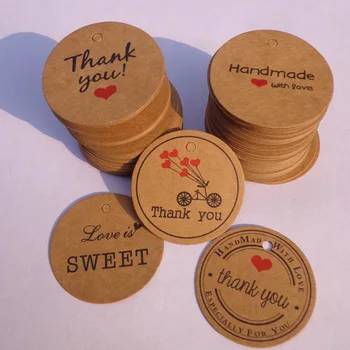 ръчно изработени виси етикет крафт-хартия благодаря подарък етикет етикет за Украса на Сватбен Подарък Етикет/бонбони/детски подаръчни стоки за етикетиране на опаковката