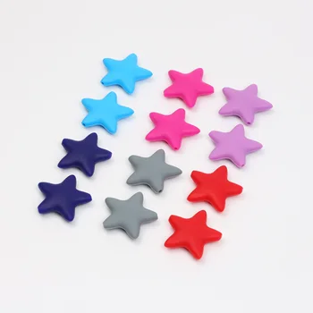 ХАЙРИ.HU 10 бр. Силиконови Звезди Мъниста 12 цвята Бебешки чесалки Хранителни Детски Играчки За никнене на млечни Зъби За 
