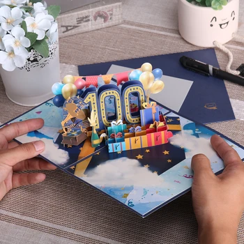 Юбилейна пощенска Картичка 3D Номер Фигура Характер на Поздравителни Картички за Рожден Ден, Двойката Сватба