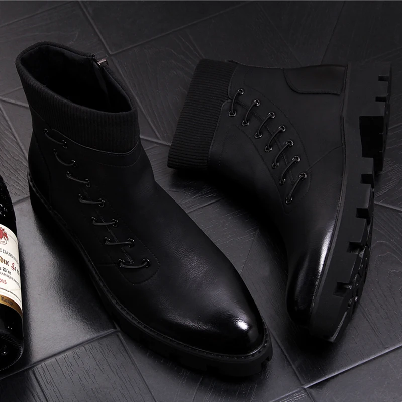 За мъжете в английски стил за отдих в стил пънк мотоботы черни каубойски ботуши обувки от естествена кожа ботильоны на платформата мъжки zapatos botas